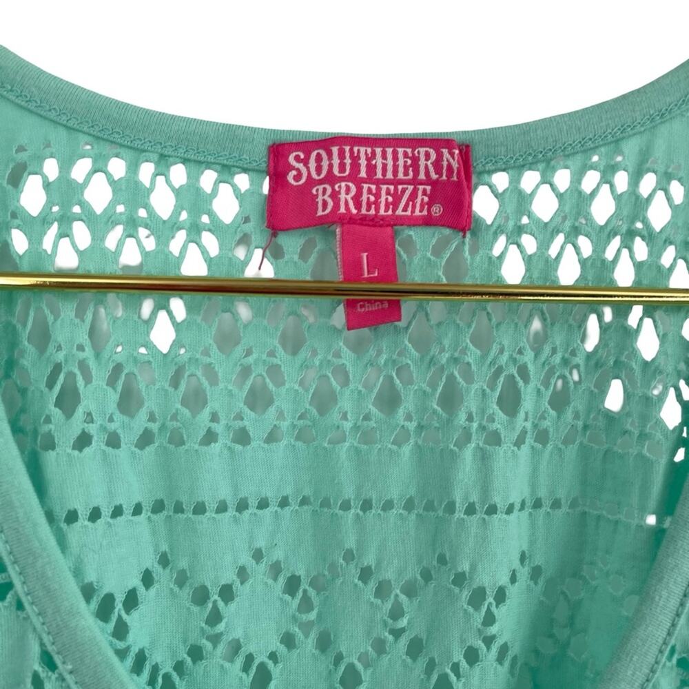 ✨NWT Southern Breeze Teal Crochet Swim Cover dress large - Picture 4 of 5